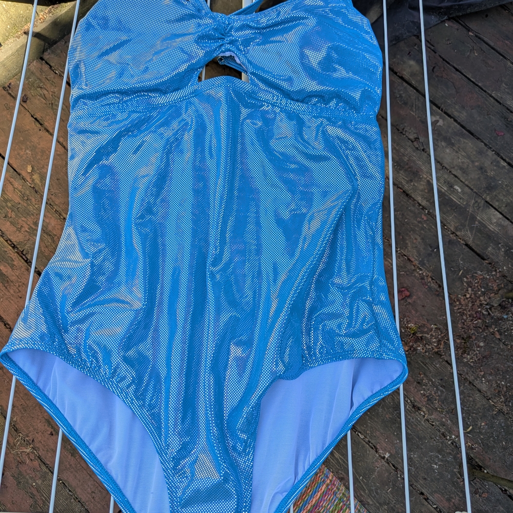 Adult Shimmering Blue One Piece Swimsuit